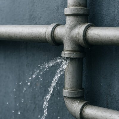 tubulação vazando agua precisando ser reparado